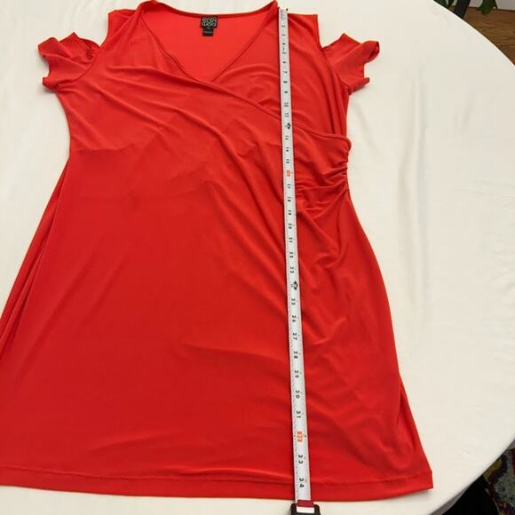 Clara Sunwoo Dress Cold Shoulder Faux Wrap V Neck Women's Red XL - Picture 5 of 9